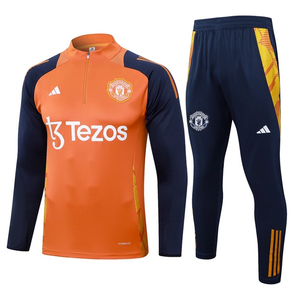 Sudadera De Training Manchester United 2024/25 Naranja Azul 3